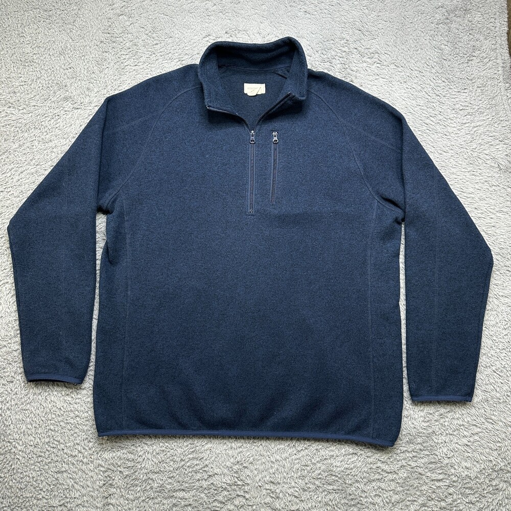 Stetson Sweater Mens Size Large XL Blue 1/4 Zip Fleece